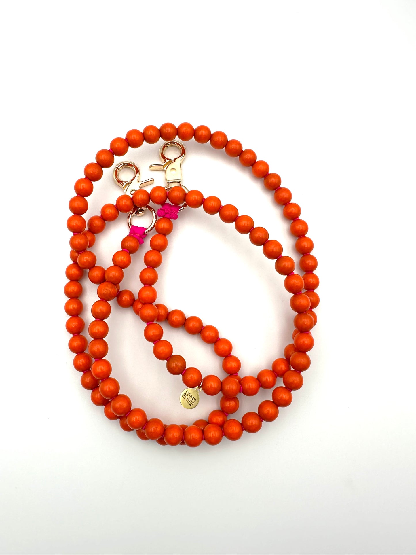 Phone Case with Beaded Chain - Orange with Magenta
