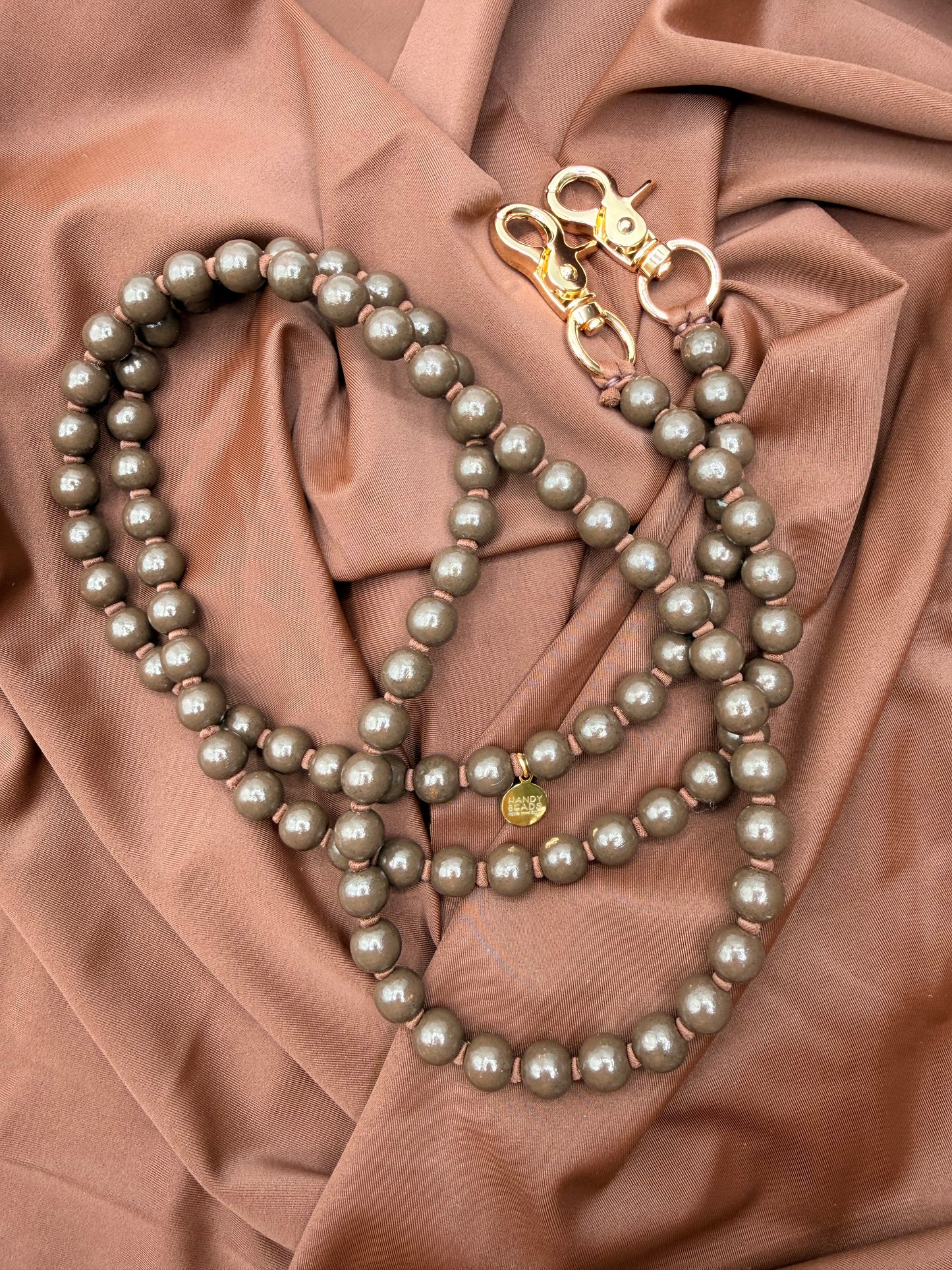Beaded Phone Chain - Brown with Brown Thread