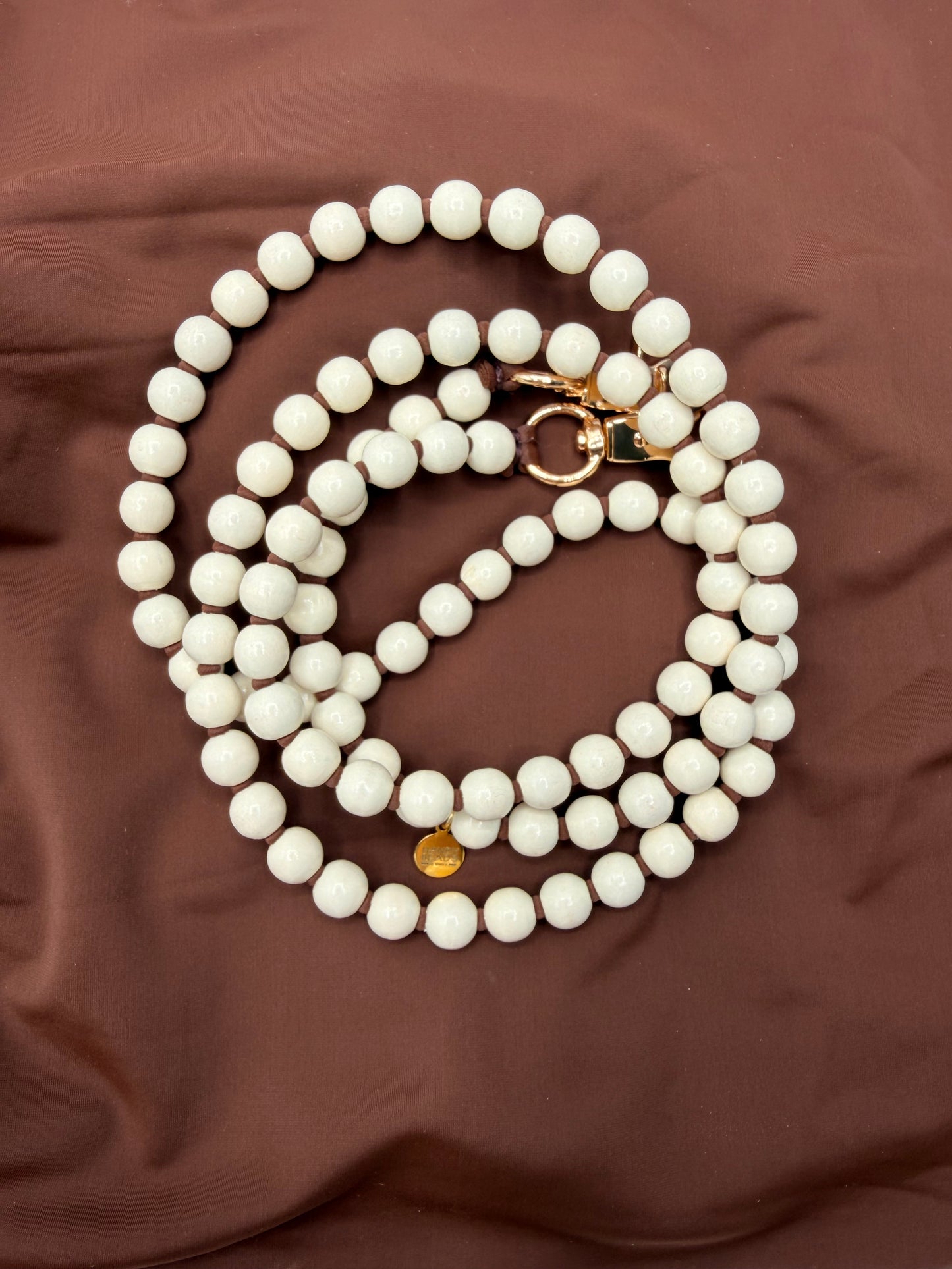 Beaded Phone Chain - Opal with Brown Thread