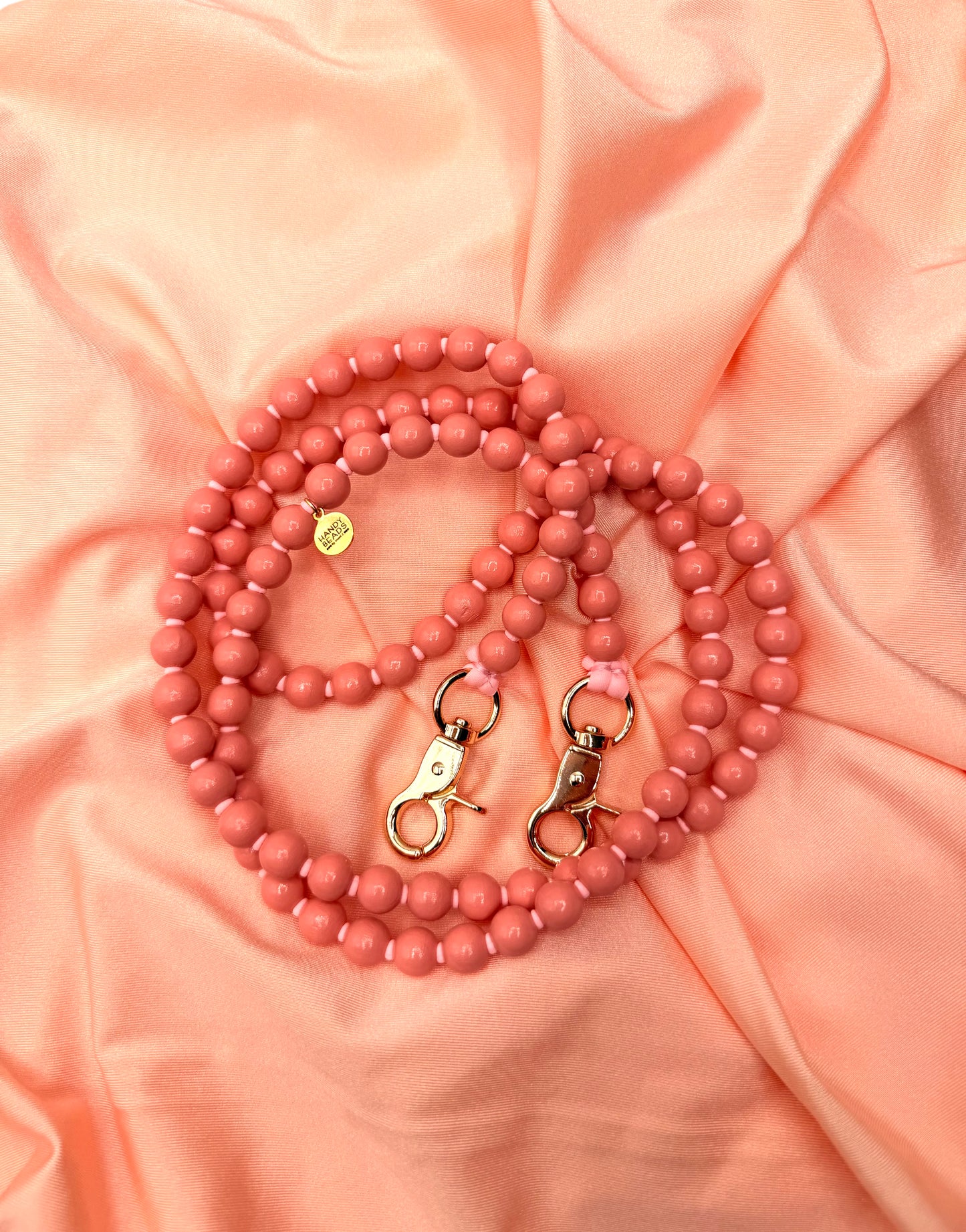 Beaded Phone Chain - Peach with Pink Thread