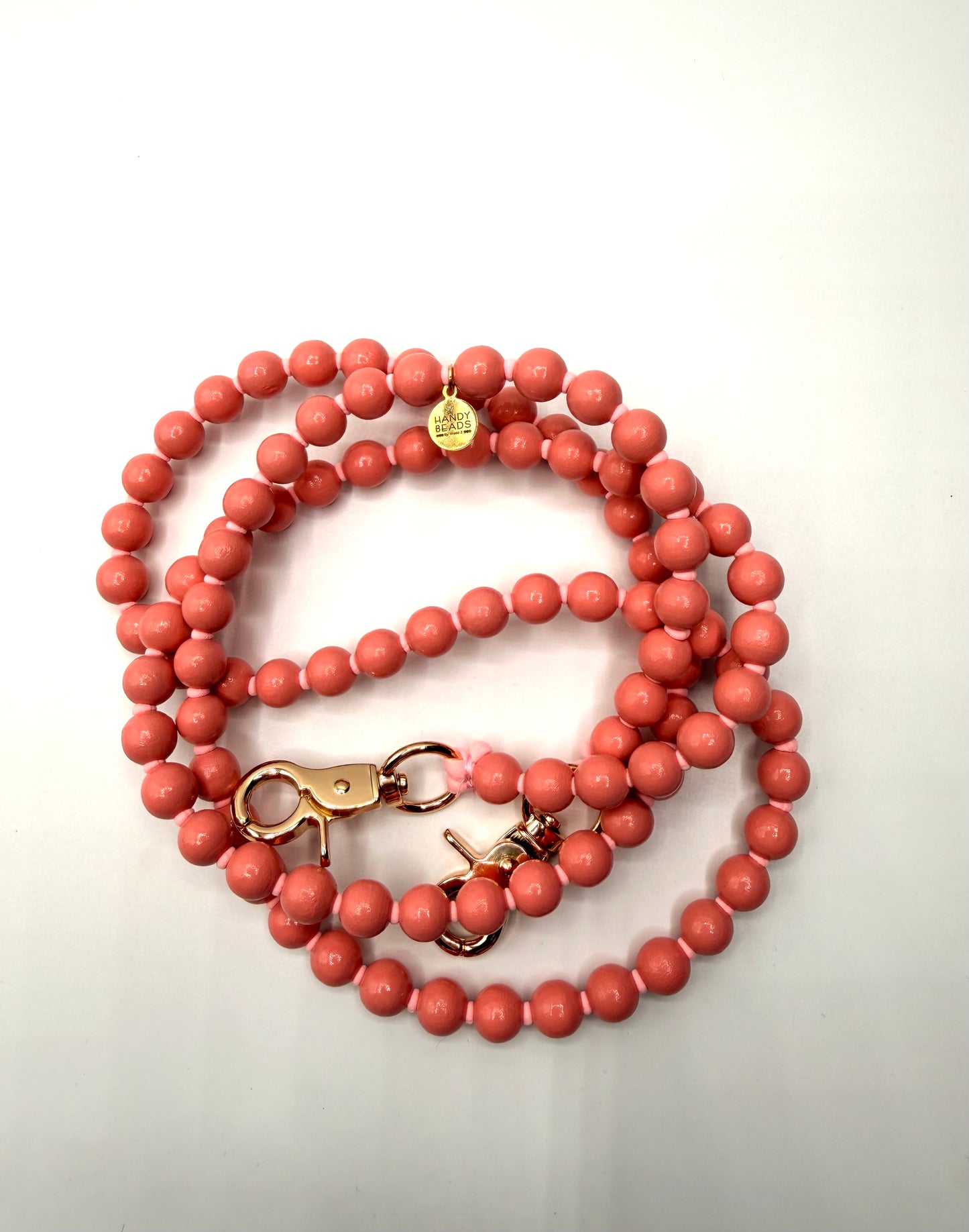 Beaded Phone Chain - Peach with Pink Thread