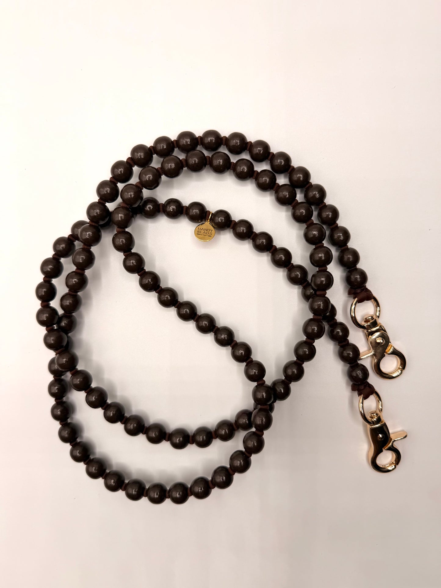 Beaded Phone Chain - Brown with Brown Thread