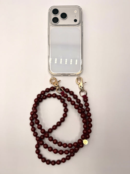Beaded Phone Chain - Burgundy