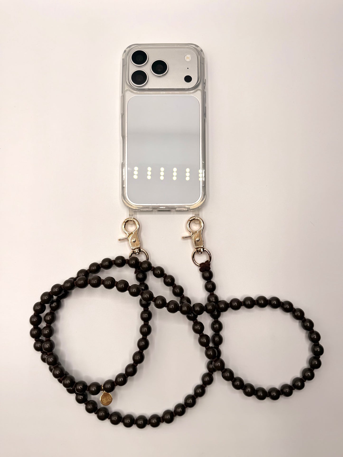 Beaded Phone Chain - Brown with Brown Thread