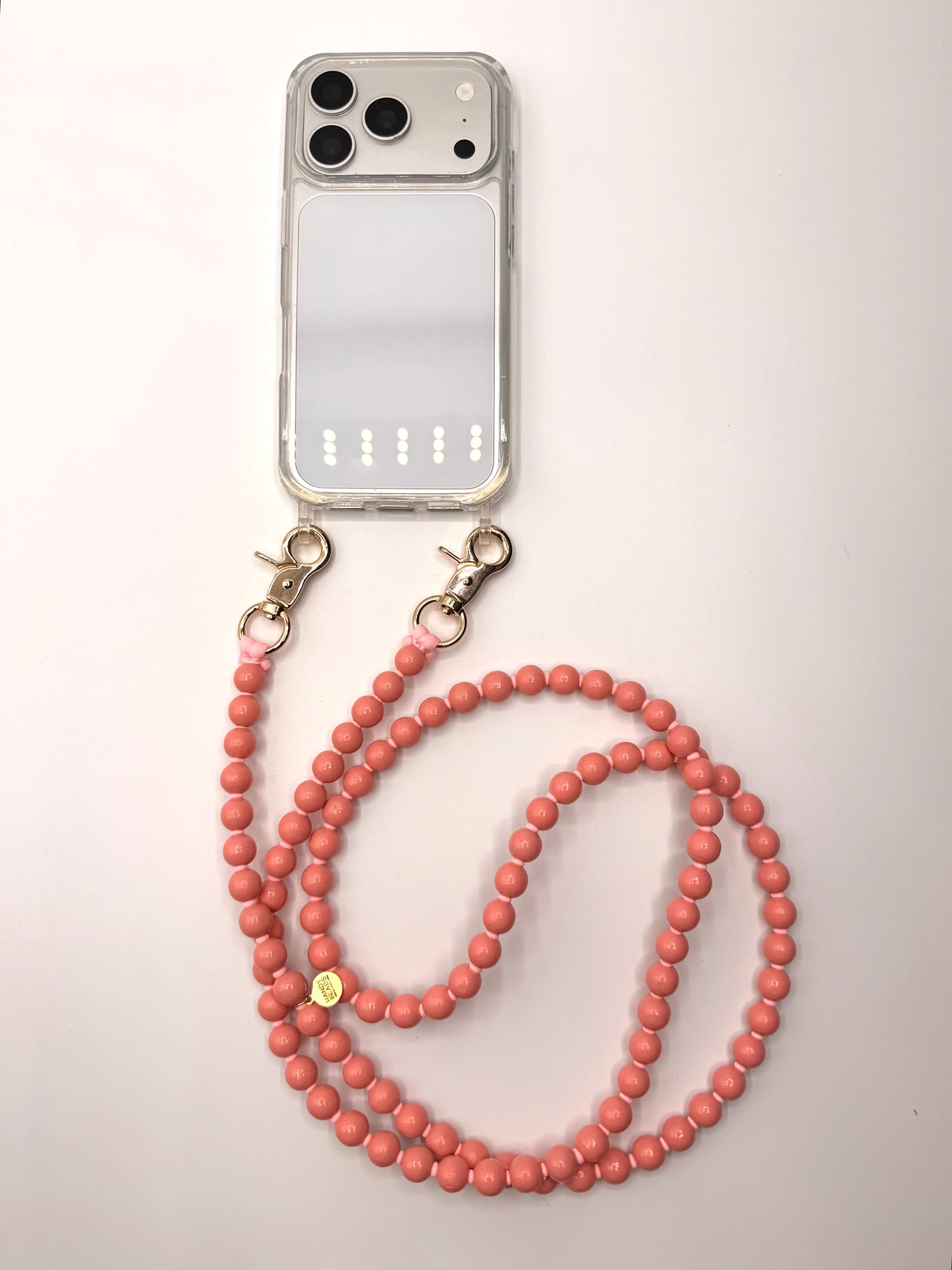 Beaded Phone Chain - Peach with Pink Thread