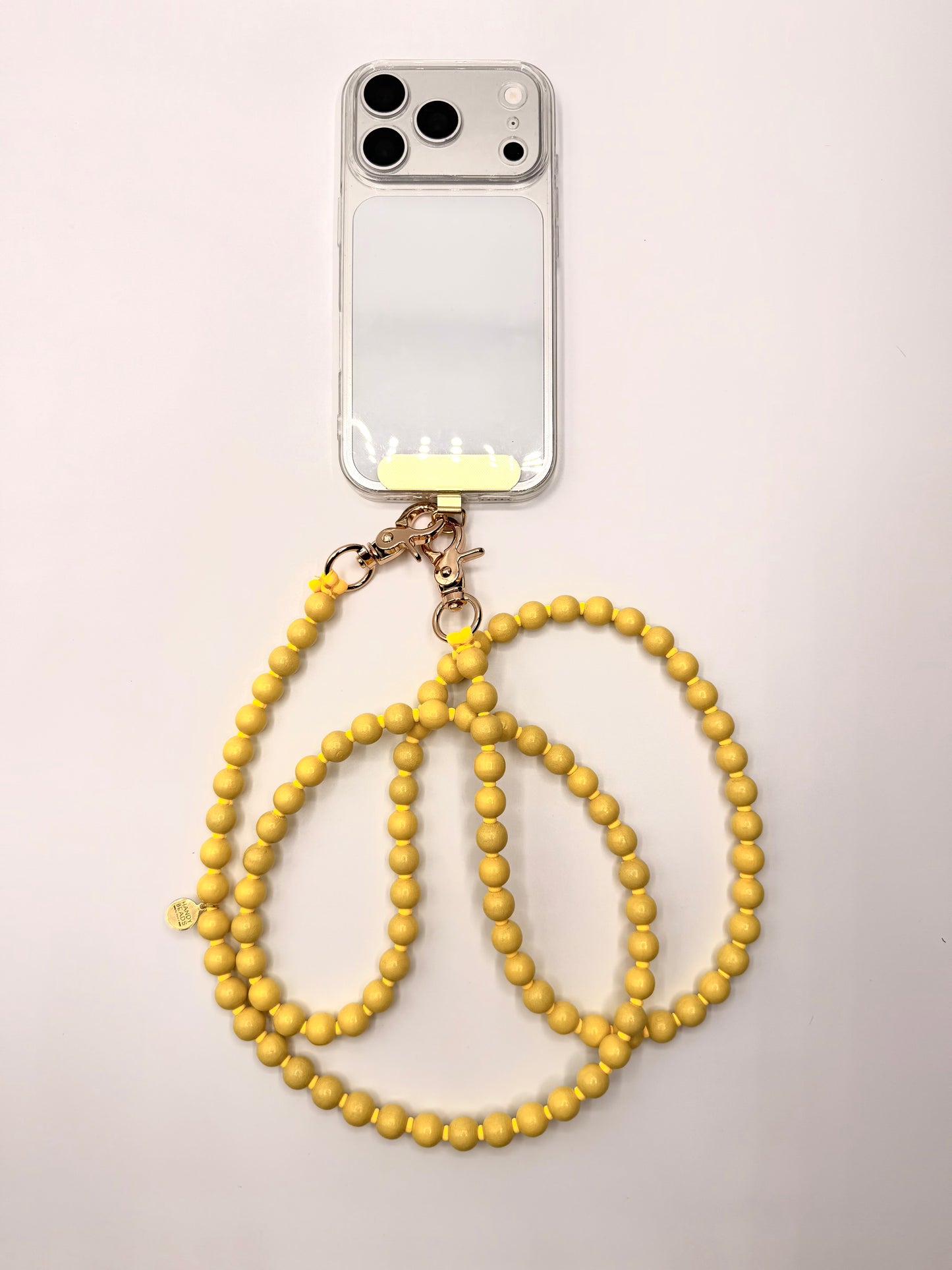 Beaded Phone Chain - Yellow with Yellow Thread