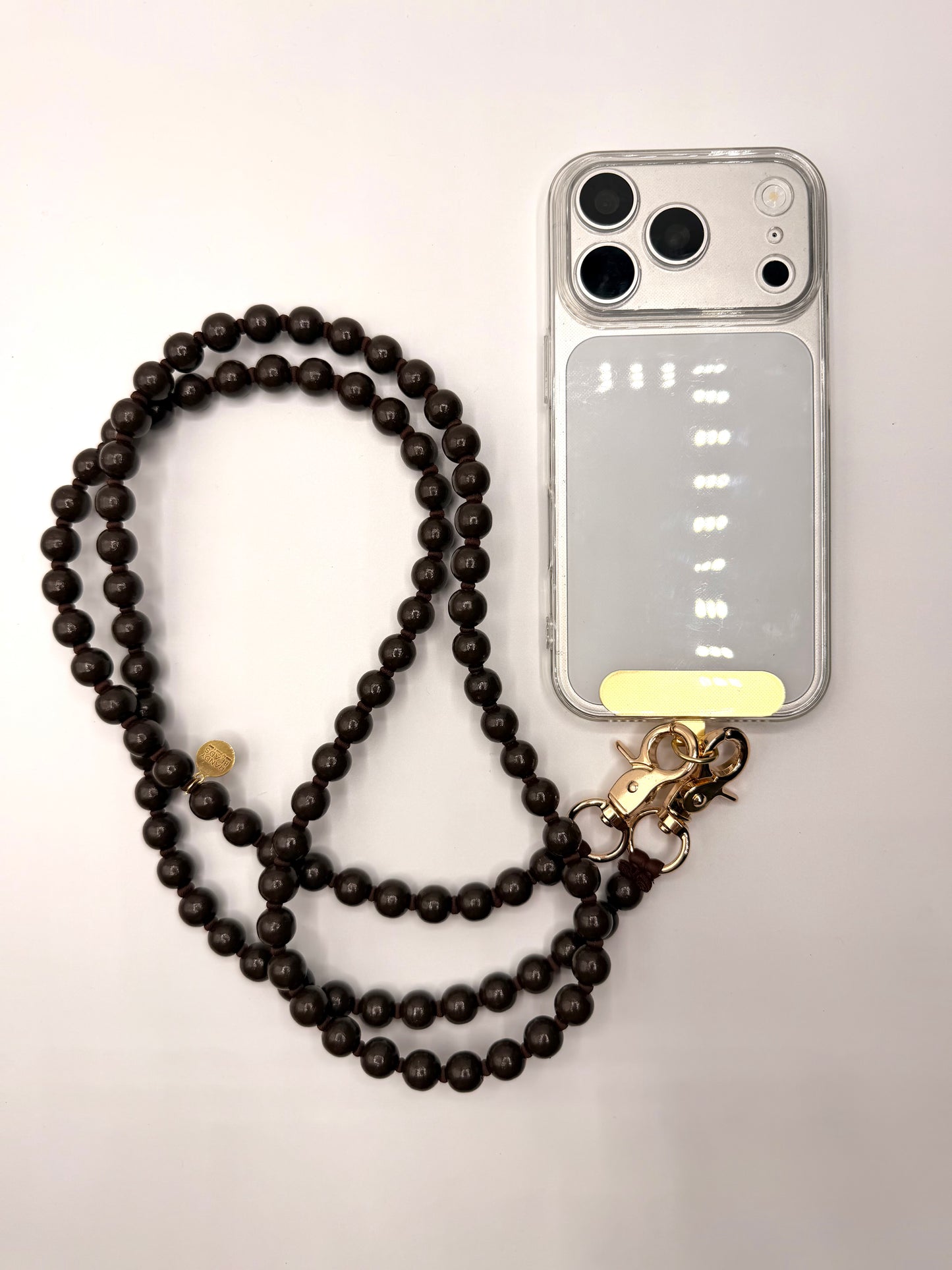 Beaded Phone Chain - Brown with Brown Thread