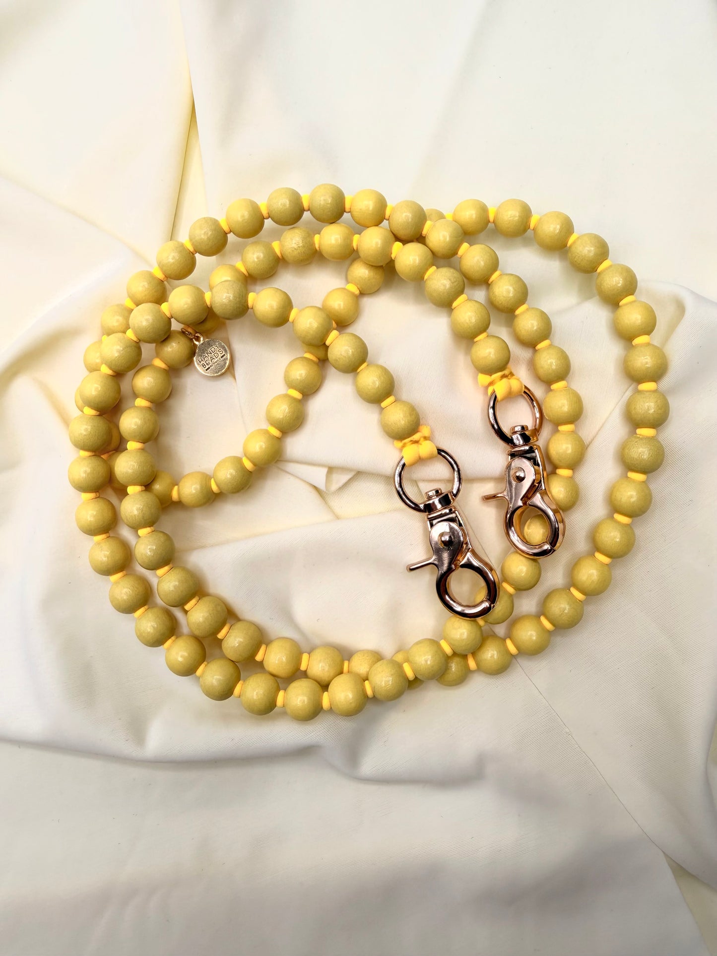 Beaded Phone Chain - Yellow with Yellow Thread