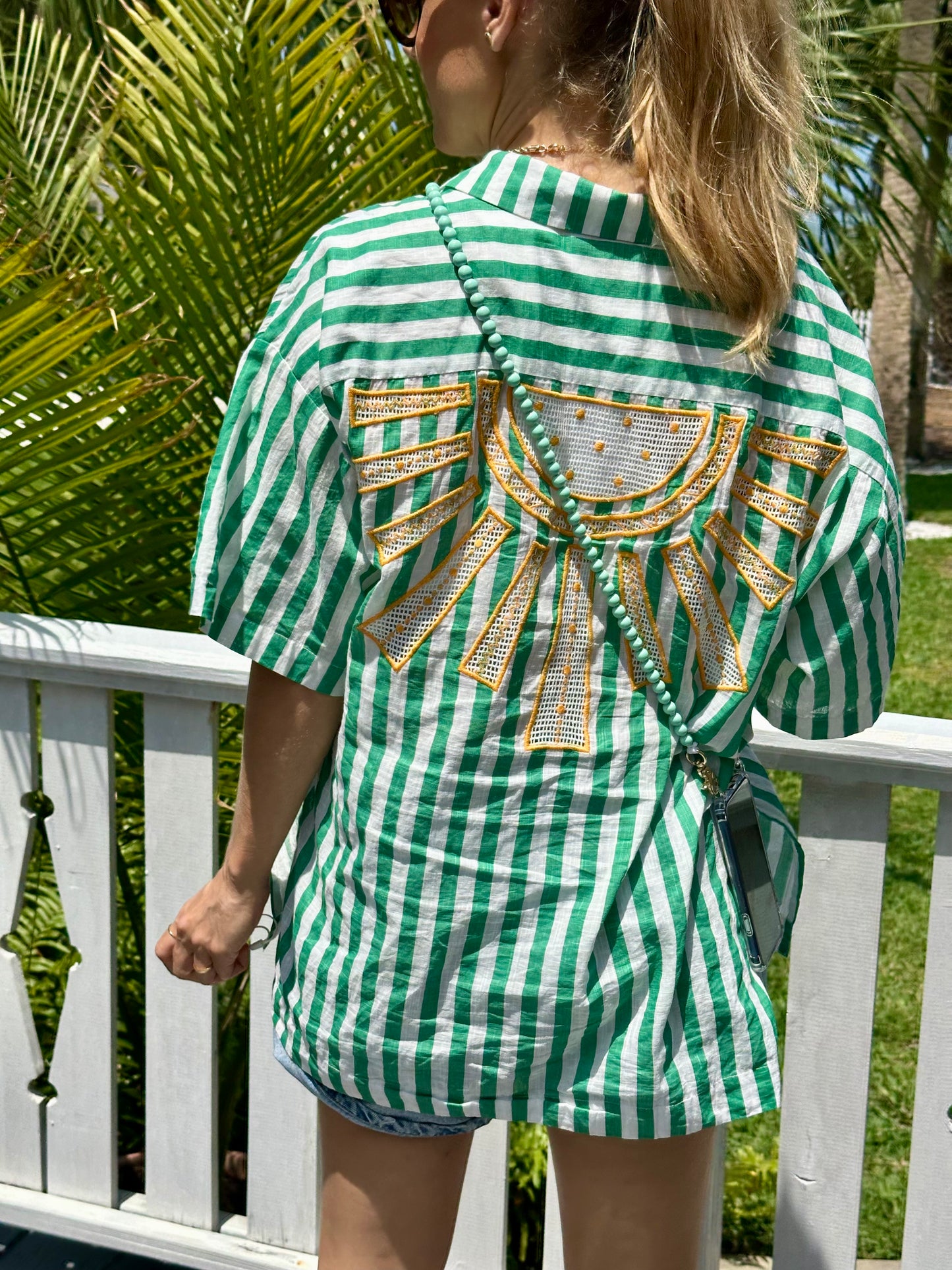 Phone Case with Beaded Chain - Mint with White