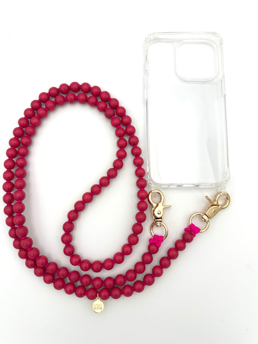 Phone Case with Beaded Chain - Magenta