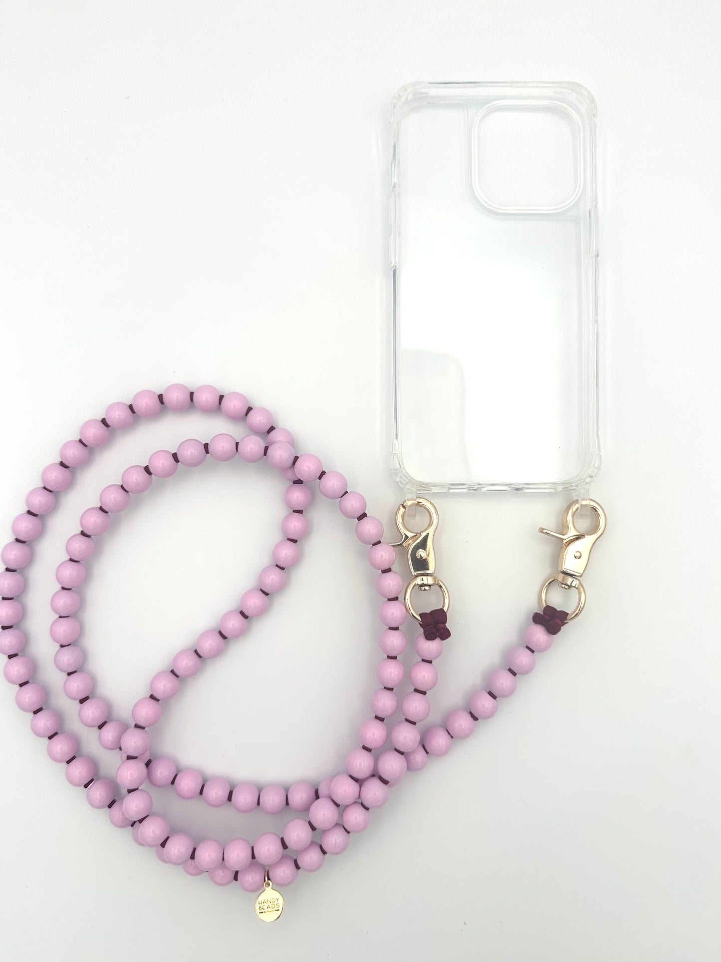 Phone Case with Beaded Chain - Pink with Burgundy
