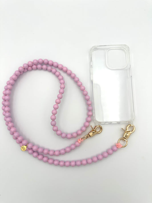 Phone Case with Beaded Chain - Pink