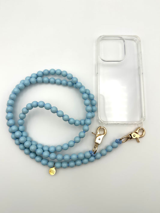 Phone Case with Beaded Chain - Light Blue