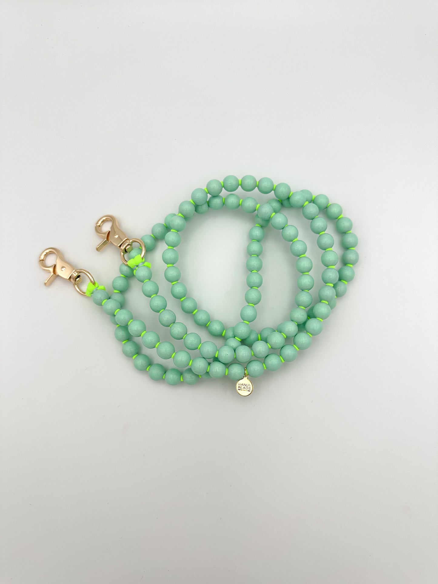 Phone Case with Beaded Chain - Mint with Neon Green