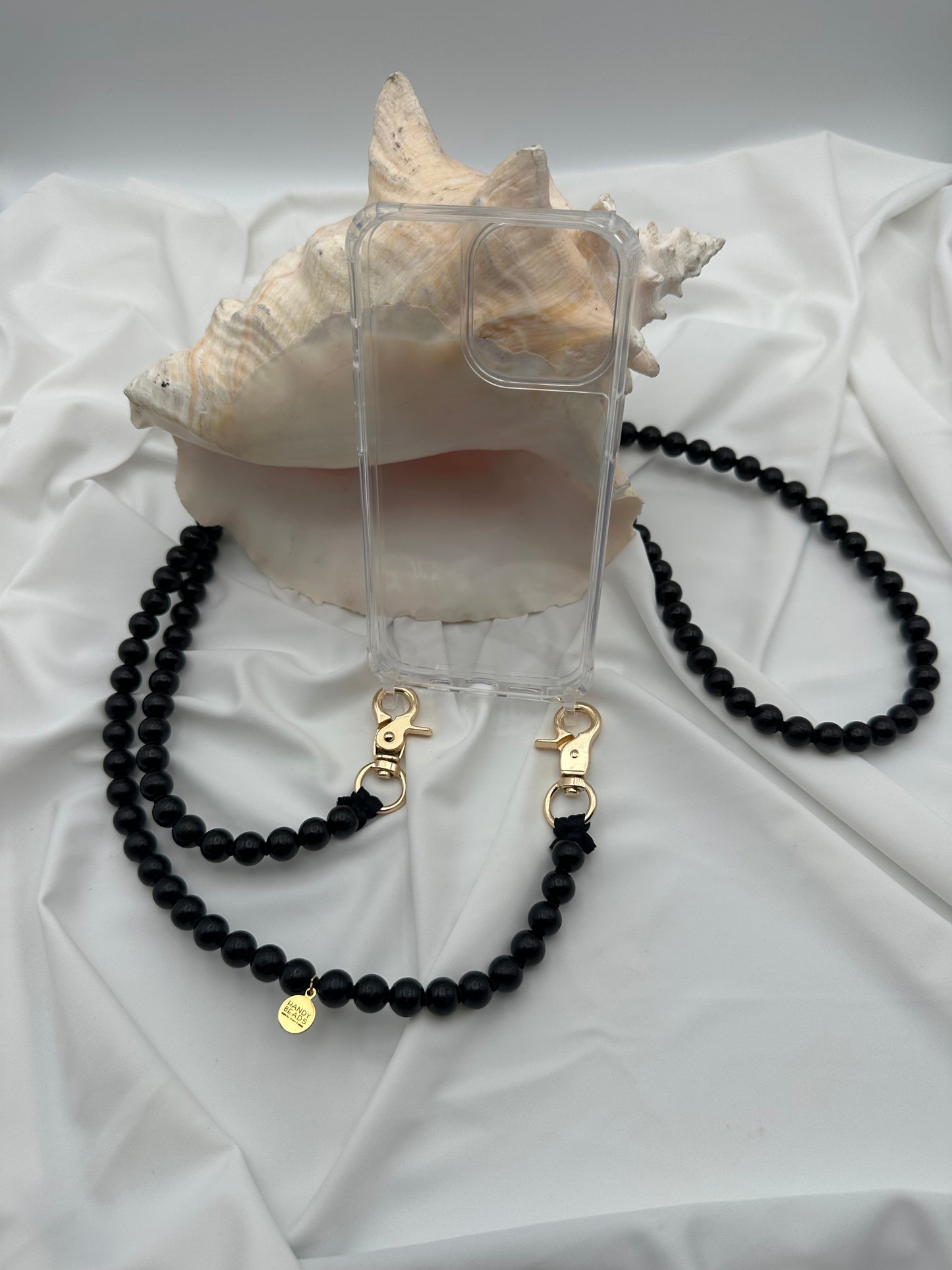 Phone Case with Beaded Chain - Black