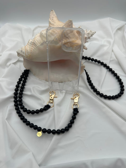 Phone Case with Beaded Chain - Black