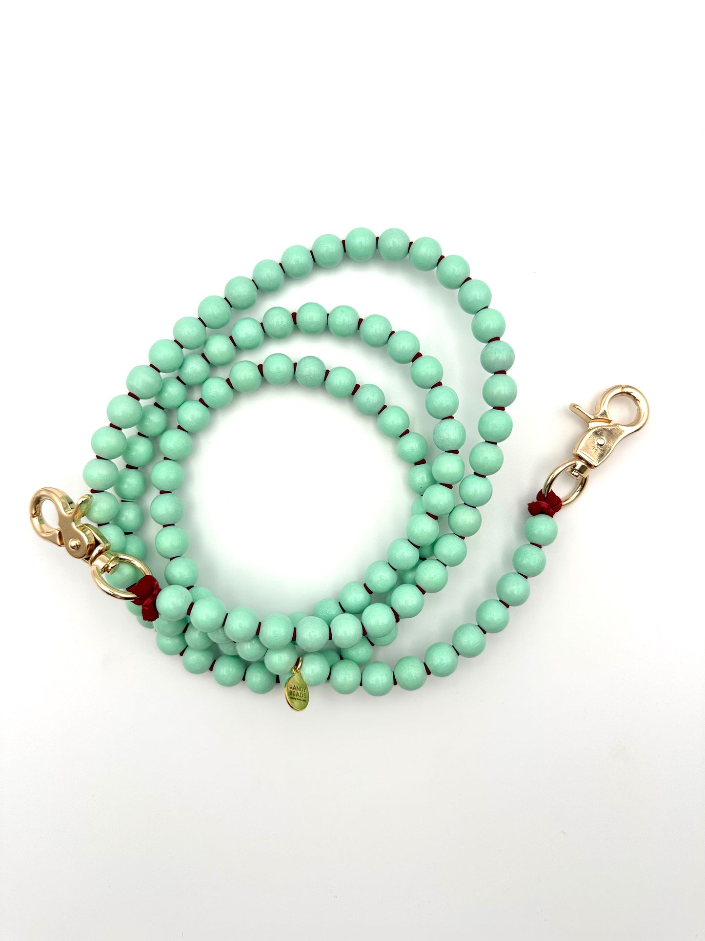 Phone Case with Beaded Chain - Mint with Burgundy