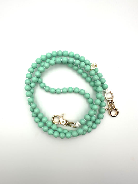 Phone Case with Beaded Chain - Mint with White