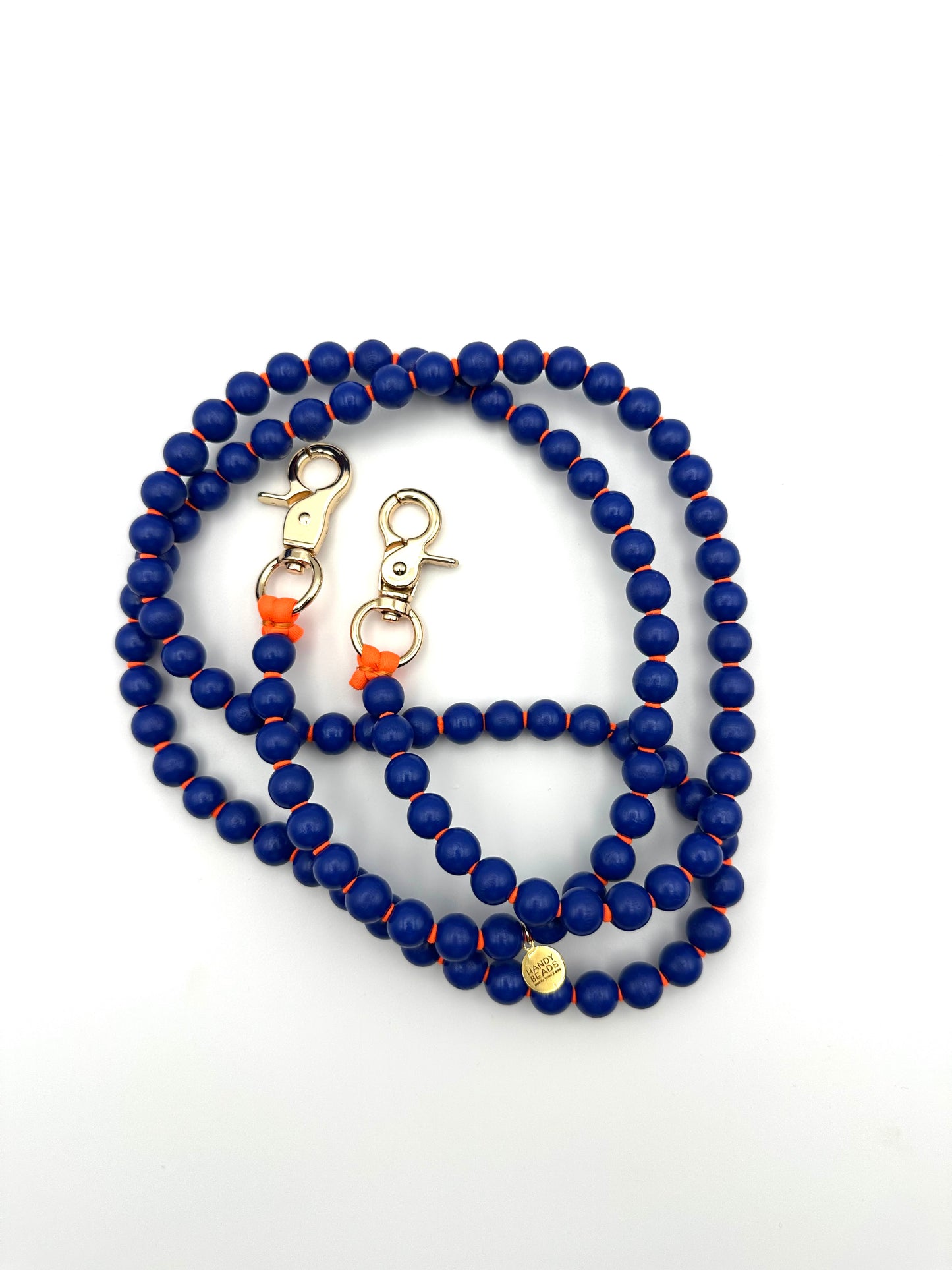 Phone Case with Beaded Chain - Dark Blue with Orange