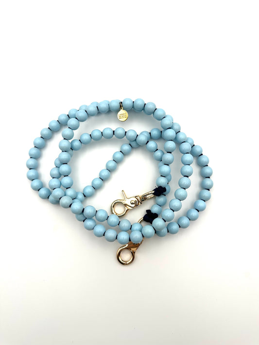 Phone Case with Beaded Chain - Light Blue with Dark Blue